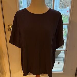 Eilleen Fisher 100% silk blouse short sleeve purple/brown women’s size medium